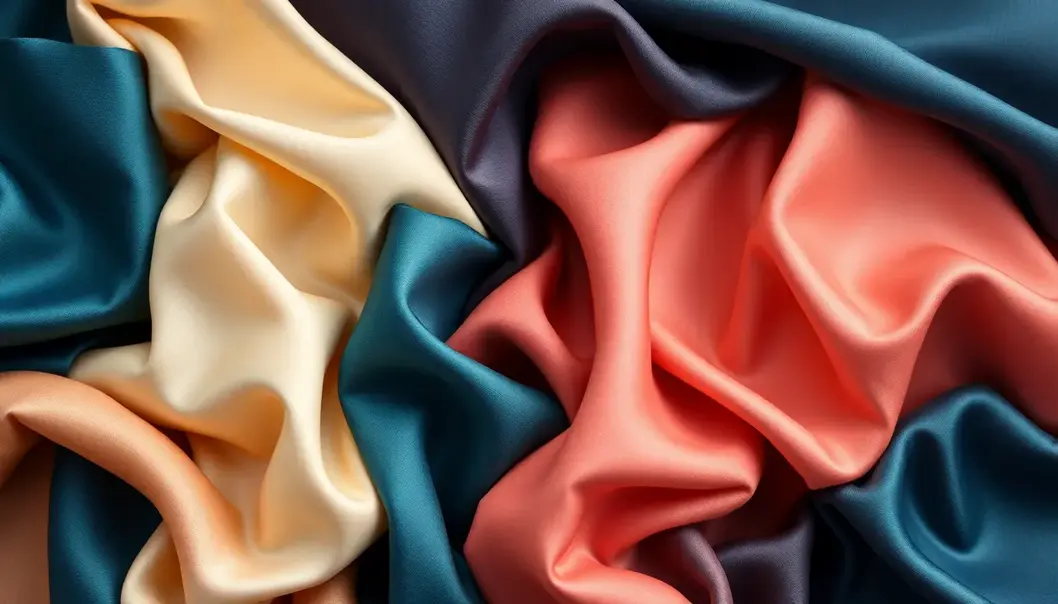 Collage of silk, cashmere, and satin fabrics with diverse textures.