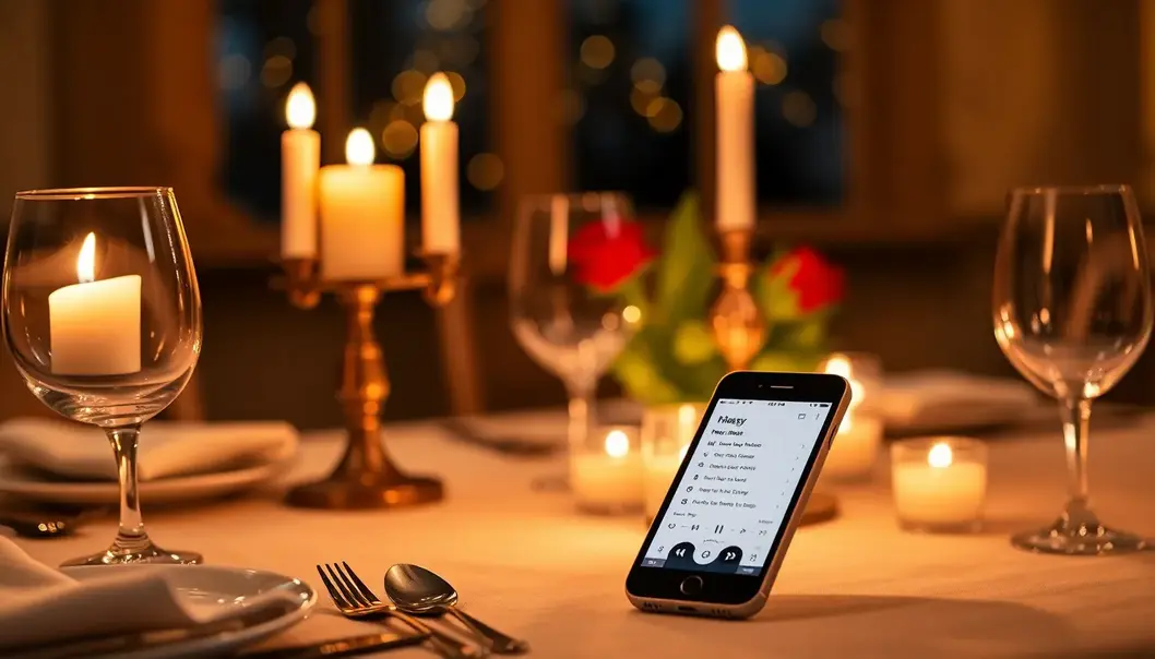 Melodies of the Heart: How Music Shapes Your Mood A newlywed couple dances intimately in their cozy living room to the soothing sounds of a record player.